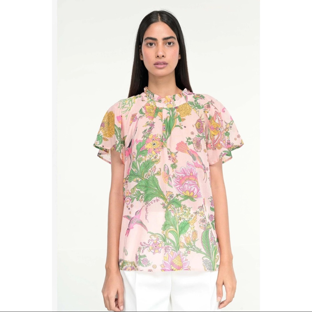 NWOT Banjanan size S JOYFUL TOP PSYCHEDELIA ROSETTE
